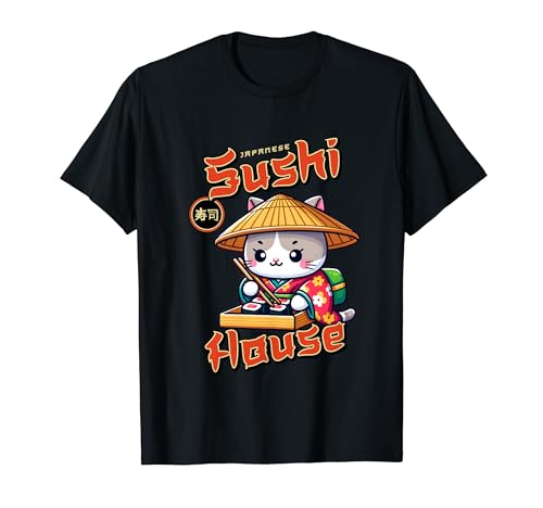 Kawaii Neko Sushi Cat Anime Sushi House Japonés Camiseta