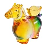 Objet décoratif : avec sa finition en verre lisse, cette sculpture de cheval artistique fait office à la fois de décoration de table et d'ornement pour étagère, apportant sophistication et une touche de charme oriental à votre pièce. cheval feng shui, symbole du zodiaque