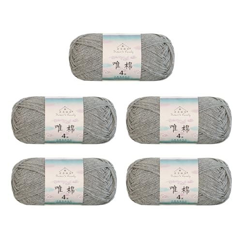 Susan's Family Combed Cotton 4 ply Yarn 5x50g-5Packs-36#Steeple Gray