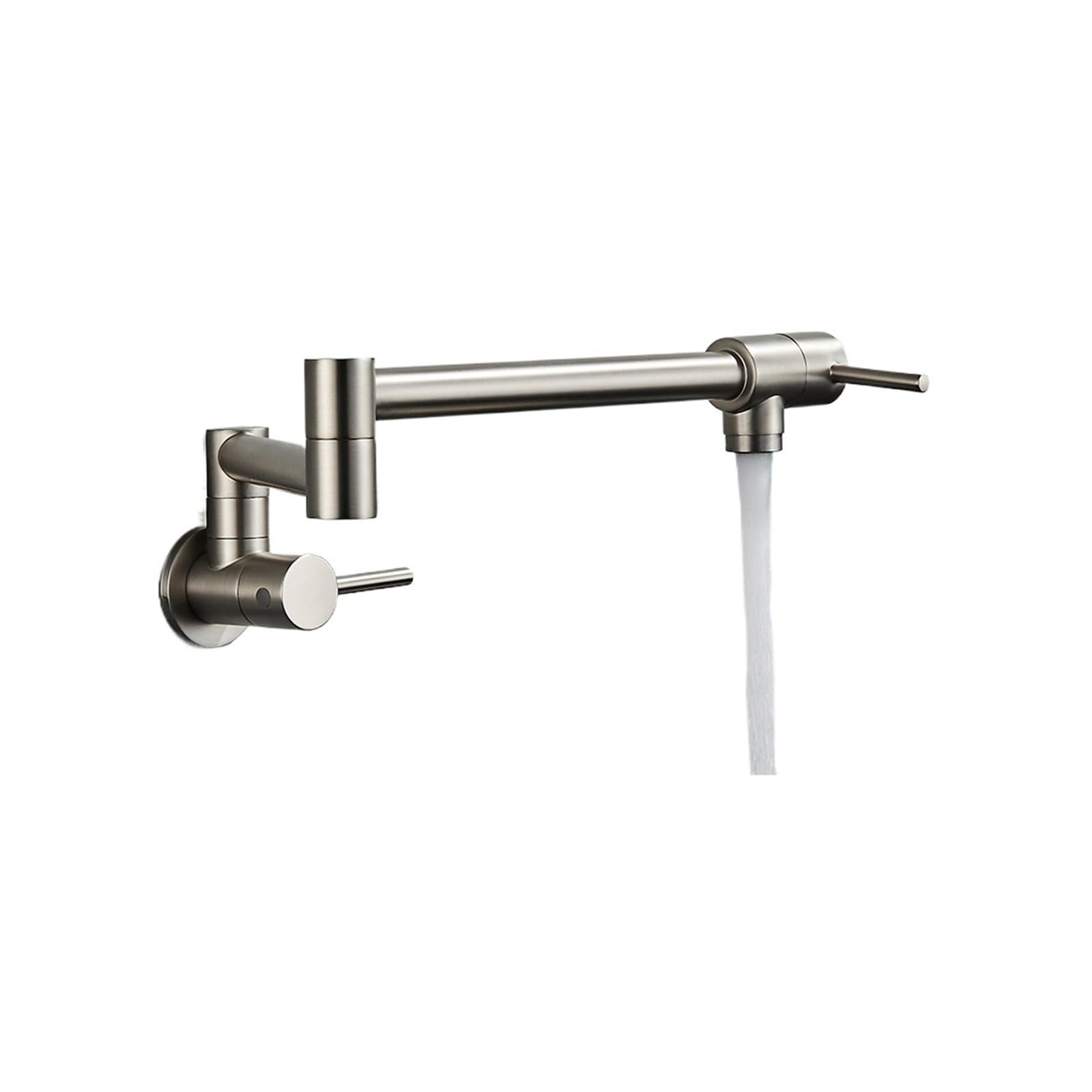 ZQFHSX Rotated Kitchen Sink Faucet Cold Water Tap Brass Basin Swivel Faucets Wall Mounted DIY Renovation(Nickel D)