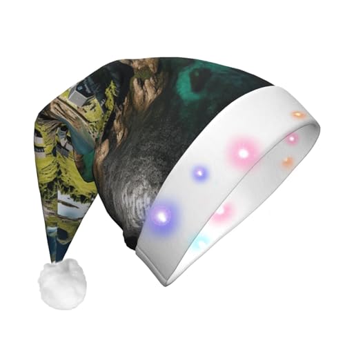 Bkdogkt Gorro de Navidad con luces para hombre y mujer, estampado de las Islas Noruegas, para Halloween, Navidad, suministros para fiestas