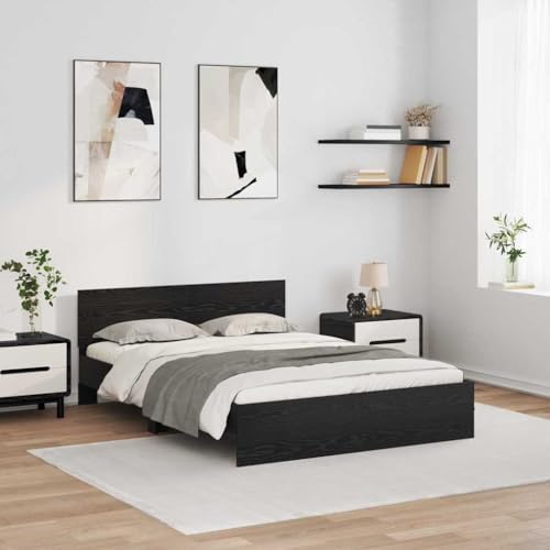 Lumanois Estructura de Cama con cabecera Roble Negro 140 x 190 cm,Mobiliario,Camas y Accesorios,Camas y somieres,42kg-3403573