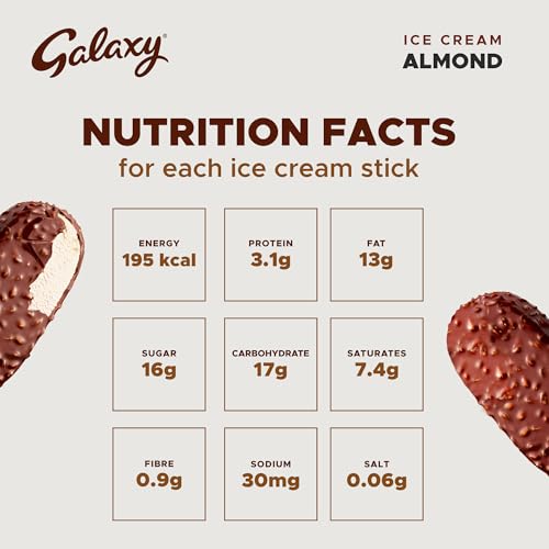 Galaxy Almond Ice Cream Stick 58g, Moments of Chocolate Pleasure with a Smooth and Silky Galaxy Ice Cream