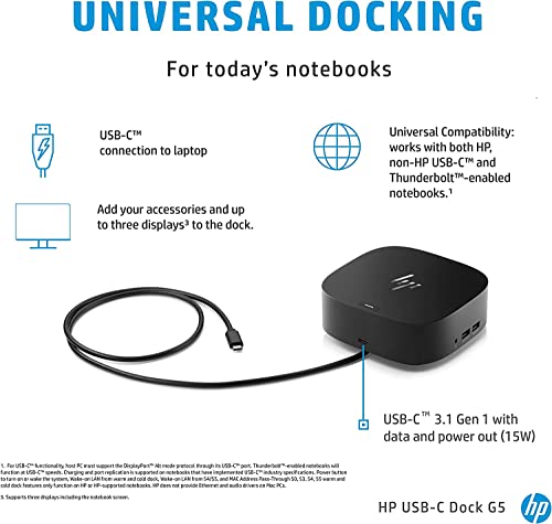 Hp Usb-C Essential Dock G5 Bundle With Docztorm Usb Hub (8 In 1 Adapter For Usb-C And Thunderbolt-Enabled Laptops, Notebooks And Pcs - Single Cable For Charging, Networking, Or Data Transfers) #TOP1