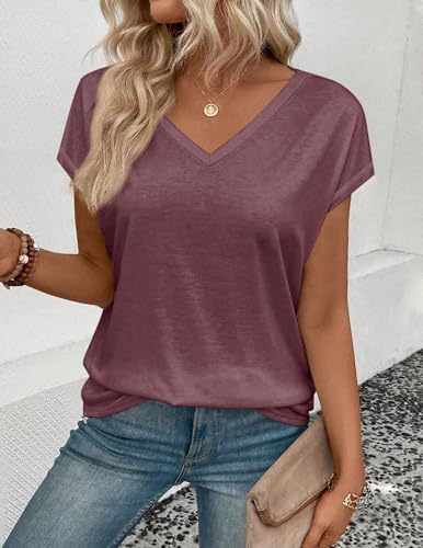 T Shirts Short Sleeve V Neck Tshirts Womens Summer Tops Casual Dressy Basic Tees Going Out Beach Clothes3