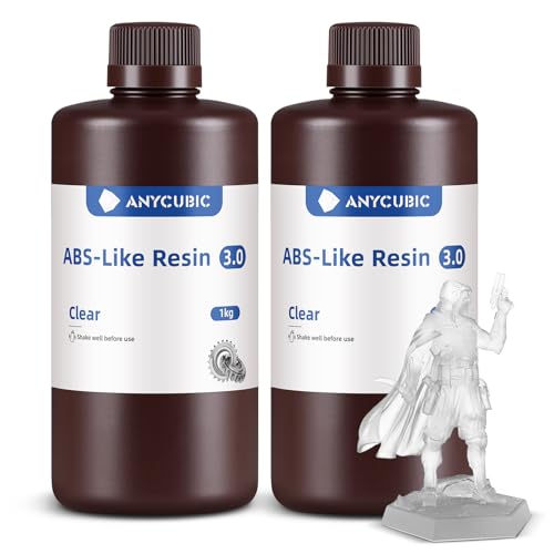 ANYCUBIC ABS-Like Resin 3.0, 3D Printer Resin with Enhanced Strength and Toughness, High Precision and Minimal Shrinkage, Wide Compatibility for All LCD Resin 3D Printers (Clear, 2kg) Clear