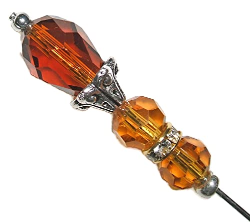 AMBER Glass CRYSTAL Stick Hat Pin Long Hatpin Vintage Style