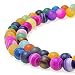 JarTc AAAA Round Natural stone beads Matte Frosted Colorful stripe Sardonyx agate Loose beads for Bracelet Necklace Jewelry Making (8mm)