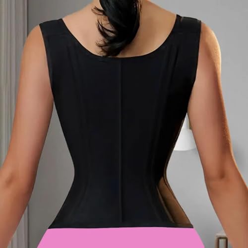 Women Double Compression Waist Trainer Corset Adjustable Straps Steel Bone Support,Zipper Hook Flat Belly Body Shaper Belt3