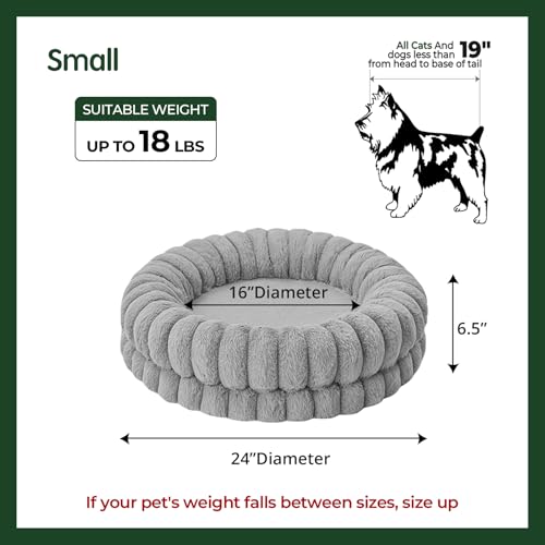Image of BALANCE Luxury Donut Dog Bed, 24 Inches Round Dog Beds for Small Dogs Washable, Orthopedic Calming Pet Bed for Puppy and Cats with Anti-Slip Bottom (Gray)