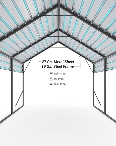 Image of GarveeLife 13 ft x16 ft x11 ft Metal Carport, Steel Heavy Duty Car Ports for All-Weather, for Cars, Motorcycles, ATV, or Boats, N.W. 500 LBS