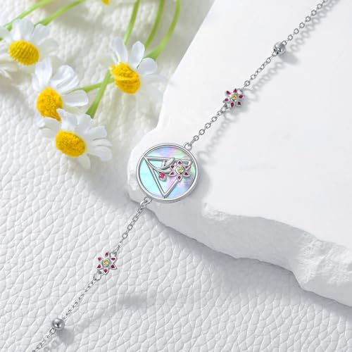 Image of Sunflower /Lily of Valley /Carnation /Camellia /Daisy /Peach Blossom /Rose /Tulip Bracelet 925 Sterling Silver Birth Flower Bracelet for Women Jewelry Gifts
