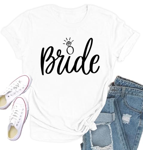 Womens Bride Shirt Bridesmaid Tshirt Bride Squad Bachelorette Party Tee Top