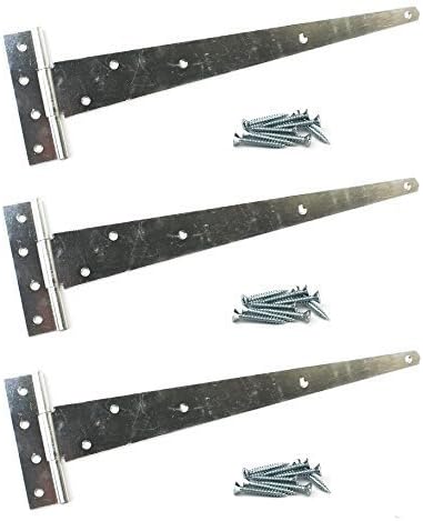 3X Galvanised Tee Hinges 24" 600mm Long Very Heavy Duty Gate Shed FIXINGS Included