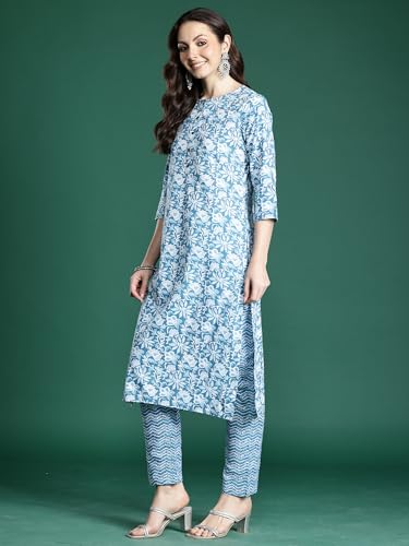 Image of INDO ERA Women Pure Cotton Kurta Set with Dupatta | Festive Suit Set, 11047