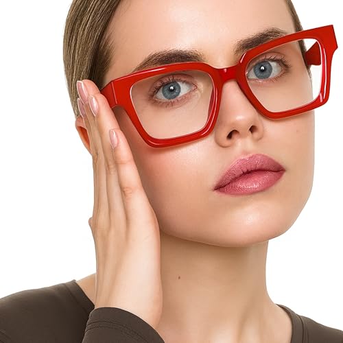 Image of livho Oversized Eyewear Frame for Woman and Men - Rectangle Fashion Glasses for Computer, Chic Preppy Frame
