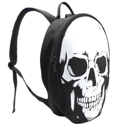 18" Large Skull Backpack with Bottle Holder and Inside Bag Pocket2