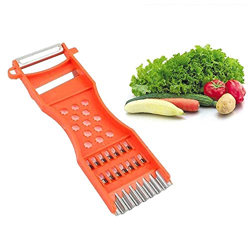 Vegetable Peeler,Saim Metal Scraper Fruit Grater Slicer Vegetable Peeler 7 in 1 Multifunction Kitchen Cutter Tool Orange 2 Pcs - Image 6