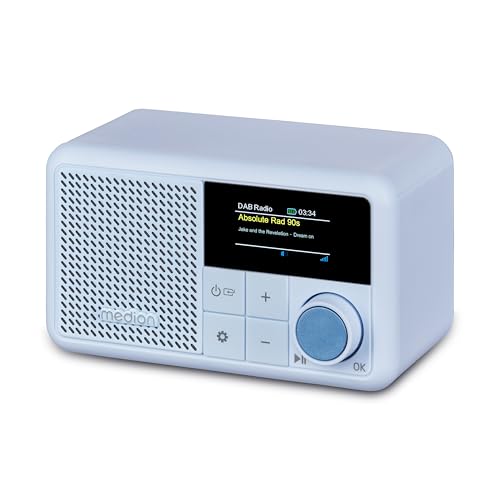 MEDION S66822 Radio Portable Mini Dab+ avec Bluetooth (Batterie Rechargeable, écran Couleur à intensité Variable, antenne télescopique, minuterie de Mise...