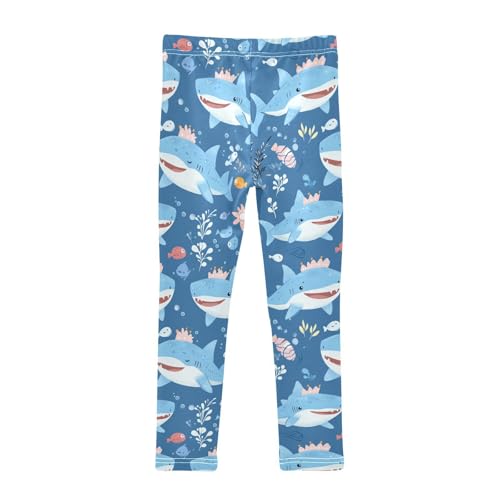 Sharks Little Crown Girls' Leggings Toddler Doodles Cute Kids Yoga Pants Dance Active Tights 4T2