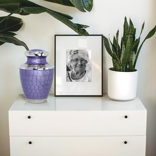 Image of Trupoint Memorials Cremation Urns for Human Ashes, Silver Lining Decorative Burial Urns for Male and Female, Funeral Memorial Urn for Women and Men - Lavender, XL (300LB)
