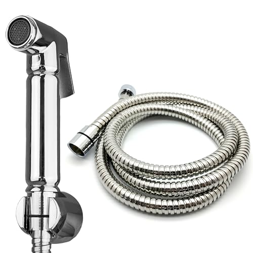 Xcel Home Handheld Bidet Sprayer Stainless Steel Toilet شطاف Spray Head with 1.5m Shower Hose & Wall Bracket Leak Prevention Design Ideal for Hygiene & Cleaning