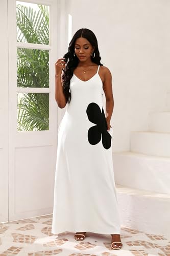 Image of vunahzma Womens Casual Fashion Sleeveless Plus Size Loose Long Sexy Maxi Dress with Pockets