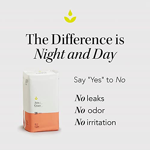 Attn: Grace Light Incontinence Pads For Women (28-Pack) - High Absorbency Sensitive Skin Protection For Bladder Leaks Or Postpartum / Discreet, Breathable, & Plant-Based #TOP1