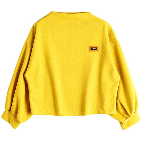 WANG Harajuku Sudadera con Capucha Elegante Manga Larga Breve Sudadera Pullover Coat Fashion Streetwear, Amarillo, L