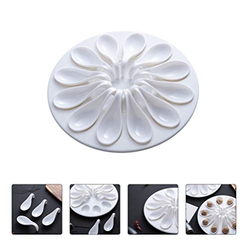 Doitool Seafood Escargot Tray Deviled Egg Tray Sauce Spoon Oyster Pan Eggs Serving Dish Egg Mini Appetizer Plates Platter Kitchen Dinnerware For Meatball Shrimp Paste (White) Snail Mushroom Plate #TOP7