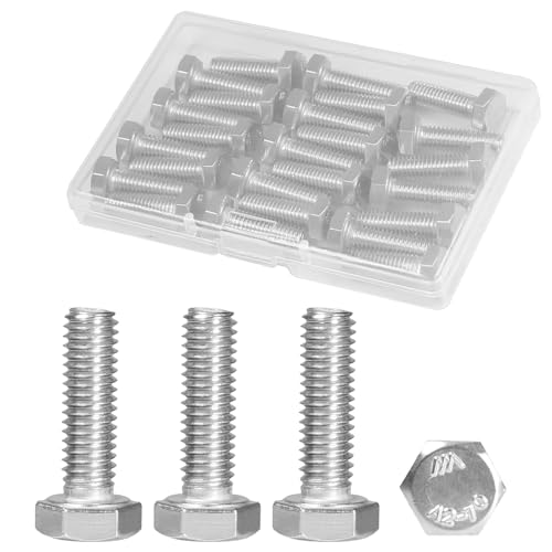 Image of MroMax 25Pcs M6-1 Hex Bolts, M6 x 20mm Hex Head Screws Bolts | 304 Stainless Steel 18-8, Fully Threaded, External Hex Drive, for Panel Mounting and Light Bracket