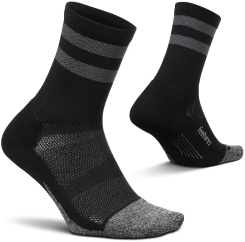 Feetures Elite Light Cushion Mini Crew Sock - Sport Sock with Targeted Compression (1 Pair)