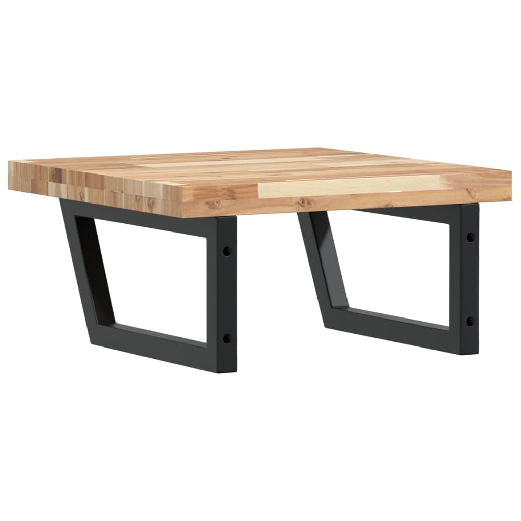 Estantería para lavabo de pared de acero y madera de acacia, 50 x 50 cm, soporte trapezoidal, soporta hasta 100 kg, ahorra espacio para muebles de baño, espacio de almacenamiento y