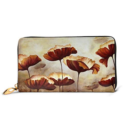 Preisvergleich Produktbild JHGFG Mode Handtasche Reißverschluss Brieftasche Malen Mohn Textur Telefon Clutch Geldbörse Abendkupplung Blockieren Leder Brieftasche Multi Card Organizer