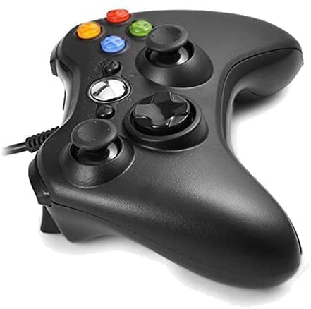 Controle com fio Xbox 360, gamepad USB para Microsoft Xbox 360/Slim/PC - Preto