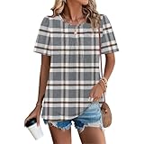 Women's 2026 Fashion Print Shirts Tops Lightweight 0 Neck Pullover T Shirts Casual Loose Fit Short Sleeve Blouse