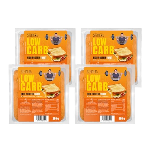 STEINER´s Low Carb High Protein Toast | 88% weniger Kohlenhydrate | high protein | nur 0,9g Net-Carbs | 22g Eiweiß (4x280g)