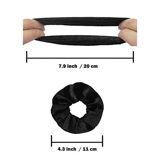 IVARYSS Scrunchies for Women, 12 Pcs Black Velvet Scrunchies for Hair, Soft Ponytail Holder for Girls, Classic Elastic Hair Bands