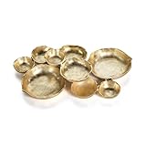 Zodax Cluster of Round Serving Bowls | Cast Aluminum Base | 9 Bowls | 19" x 12" x 2.5" | Gold Finish
