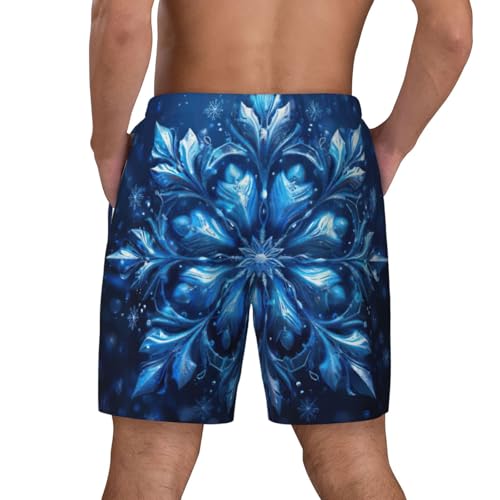 Blue Christmas Snowflake Print Men Stylish Functionality Swim Trunks Breathable Beach Shorts Surfing Gym Fishing4