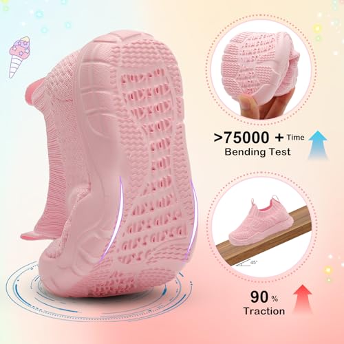 L-Run L-BB32-PINK-24 Toddler Shoes Girls Kids Sneakers For Running Slip On Breathable Baby First Walking Shoes Pink 8 Toddler thumb #2