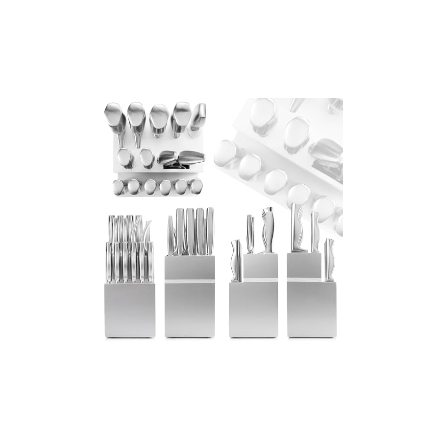 15 PCS Kitchen Knife Set with Wooden Block, Ultra Sharp High Carbon Stainless Steel, Ergonomic Integrated Non-Slip Handle