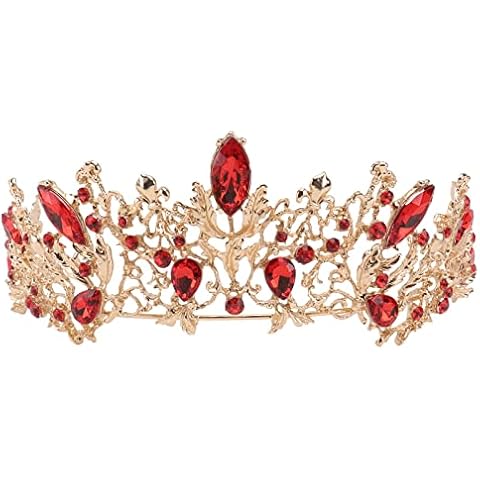 Tiara de Novia de Rubí Vintage de Hoja Princesa Corona Dorada Cover