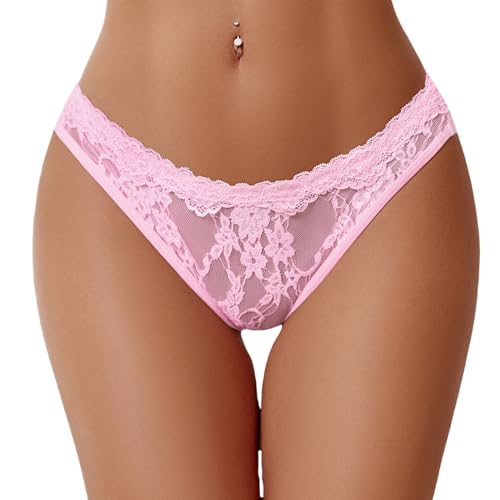 Avidlove Pink Panties for Women Sexy Cheeky Underwear Floral Lace Briefs with Cute Bow Back Low Rise...