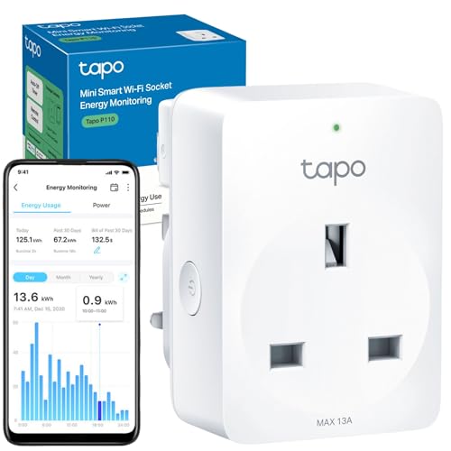 Tapo P110 Smart Plug with Energy Monitoring, Schedule & Timer, Away Mode, Wi-Fi Plug, Voice Control with Alexa & Google, Remote Control, Device Sharin