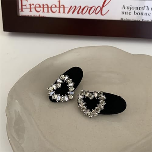 Pinzas para el cabello en forma de corazón con pedrería negra para mujeres y niñas, pasadores para boda y accesorios para el cabello miniatura 6