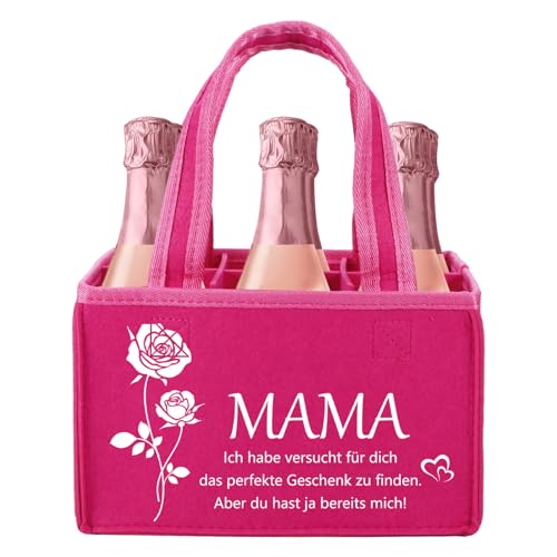 UV STYLISH Mama Geschenk,Witzige Frauenhandtasche Flaschenträger aus Filz für 6 Flaschen,Geschenke für Mama zum Geburtstag Muttertag,Geburtstagsgeschenk Ostergeschenke Muttertagsgeschenk für Mutter