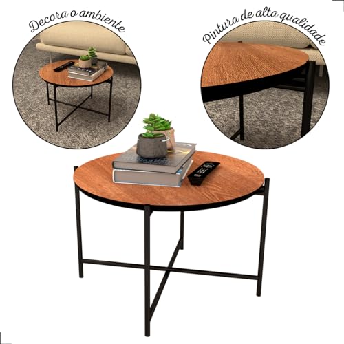 Mesa Central Articulada Redonda estilo industrial (Freijó)