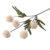 Walbest Artificial Flower Faux Silk Flower Vivid Pastoral 5 Heads Decorative Realistic Artificial Dandelion Ornament for Wedding Home Office Decor - Beige