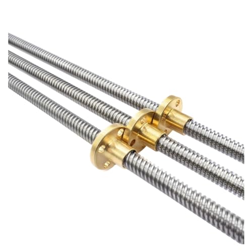 Metal Ball Screw nut T8 Lead Screw Lead 8mm Dia 8mm Pitch 2mm Length 200mm-500mm Trapezoidal Spindle Screw with Brass Copper Nuts(200mm)